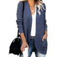 thumbnail image 4 of IROINNID Women's Cardigan Open Front Jacket Solid Color Long Sleeve Casual Autumn And Winter Casual Long Cardigan Outerwear Casual Tops Jacket Sweaters With Pocket, Navy, 4 of 9