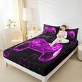 thumbnail image 4 of Homewish Modern Gaming Gamer Queen Sheet Sets, Purple Video Game Controller Flat Sheet, Teens Kids Boys Girls Queen Fitted Sheet, Microfiber Bedroom Decor, 4-Piece, 4 of 7