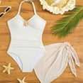 thumbnail image 5 of newwalpole Girls Swimsuit One Piece Teens Adjustable Straps Halter Cut Out Swimming Bathing Suits with Mesh Cover Up Skirts White for Size 13-14 Years, 5 of 6