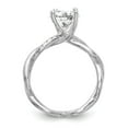 thumbnail image 2 of Solid 14k White Gold Diamond Round Diamond Side-Stones with CZ Cubic Zirconia Center Stone Criss-Cross Engagement Ring Size 8.5, 2 of 8