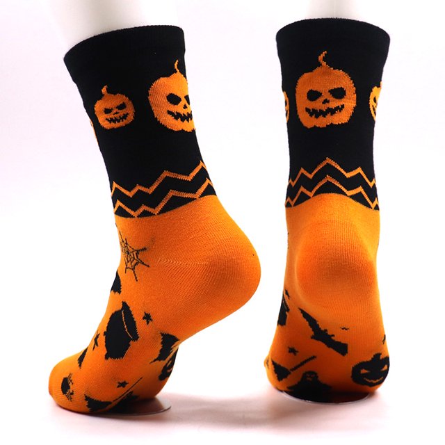 Xiao Hua Calcetines de algodón hasta la rodilla para Halloween, diseño de calabaza, para vestir, paquete de 6