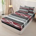 thumbnail image 2 of jejeloiu Bold Striped Zipper Twin Comforter Sets with Fitted Sheet and 2 Pillowcases,Fiesta Print Zipper Bedding Set For Boys,Red Gray,Black Reversible,4 Pieces, 2 of 7