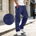 thumbnail image 2 of Zynoxe Cargo Pants for Men with Multi Pocket Comfy Elastic Waist Drawstring Trousers Fashionable Solid Color Hiking Pants Versatile Outdoor Tapered Jogger Pants, 2 of 9