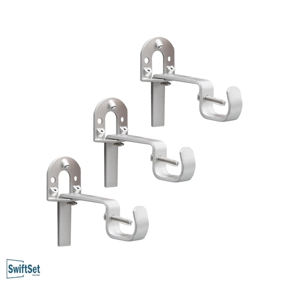 SwiftSet Nickel 7/16" to 1"Dia. No-Drill Universal Curtain Rod Brackets (3 Count)