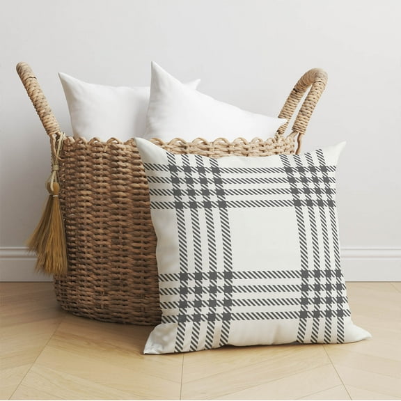 Christopher's Plaid Ivory Throw Pillow