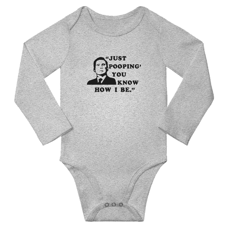 

Just Pooping You Know How I Be. Funny Baby Long Sleeve Romper Boy Girl Unisex (Gray 6-12M)