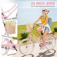 thumbnail image 2 of Meghna 24 inch City Bike Dual Brake Single Speed Cruiser Bike Height Adjustable with Basket Soft Rear Pad for 10+ Pink, 2 of 8