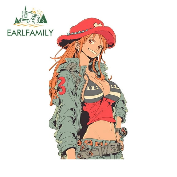 EARLFAMILY 5.1 Inch Nami Car Sticker Personality Trolley Fridge RV Laptop Vinyl Decal Fashionable Waterproof Scratch-Proof Car Door Protector