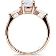 thumbnail image 5 of Three Stone Ring Kite Shape Cubic Zirconia Rose Tone 925 Sterling Silver, Size 5, 5 of 7