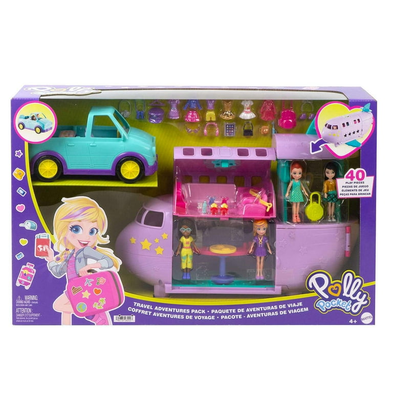 Polly Pocket Travel Adventures Pack, Four 3-inch Dolls, Jet