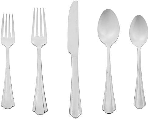 Service for 8 Basics 45-Piece Stainless Steel Flatware Set with Scalloped Edge 