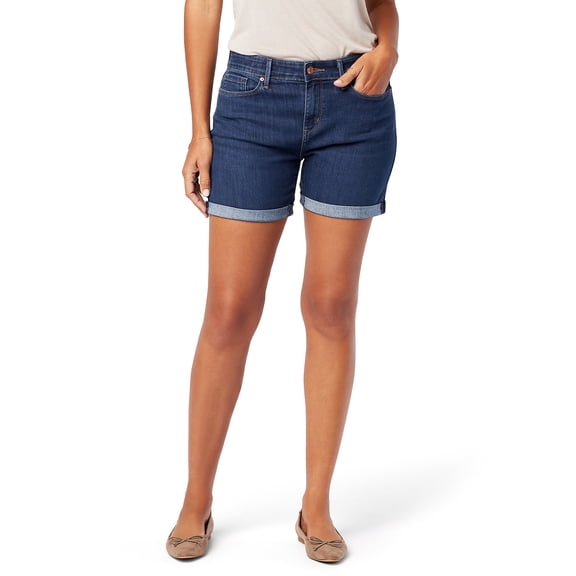 Levi Strauss Signature Women's and Women's Plus Size Mid Rise 5" Cuffed Shorts, Sizes 2-28