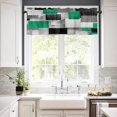 thumbnail image 4 of Cenefa de cortina Warkul con diseño geométrico enrejado, moderna, negra y gris, para cocina, suave, sedosa y elegante, para decoración de ventanas., 4 of 8