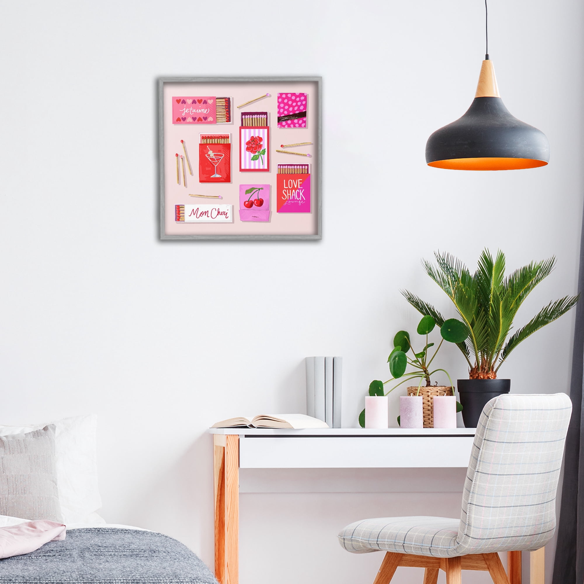 Stupell Industries Je T'aime Romantic Matchbox Set Gray Framed Giclee Art, design by Rachael Reese