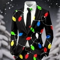 thumbnail image 3 of Men's Christmas Blazer Corduroy Xmas Print Holiday Party Jacket One Button Slim Fit Business Office Blazers with Pockets, 3 of 3