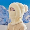 thumbnail image 3 of Trapper for Women Women'S Winter Plush Hat Scarf Integrated Warm And Cold With Thick Velvet Knit Pullover Woolen White, 3 of 4