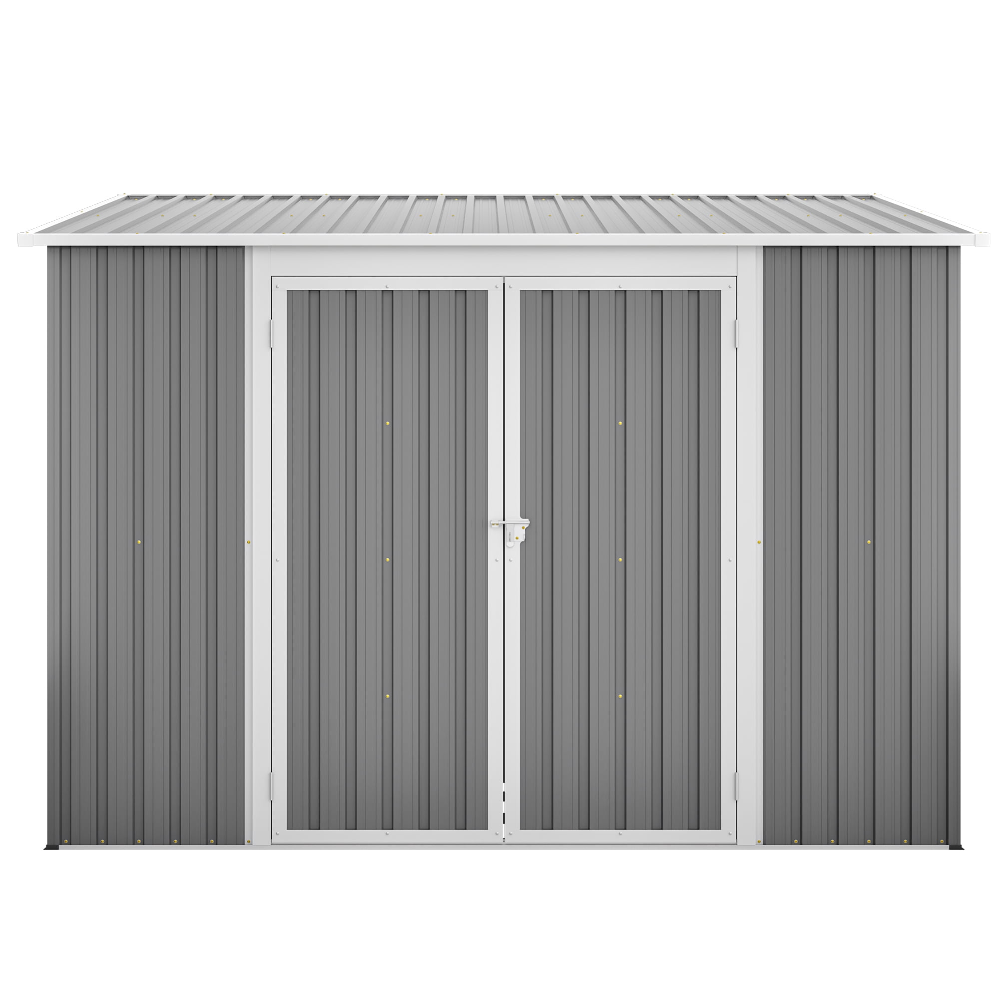 6×8 Utility Metal Tool Shed with Side Door, Against the Wall, With Door Lock, Wind, Rain and Snow Protection, Suitable for Garden, Backyard, Garage, Multi-purpose Shed, Gray (With and Metal Frame Flo