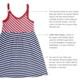thumbnail image 2 of Kidsy Toddler Baby Girls Nautical Striped Peruvian Cotton Dress – Strappy, Loose-Fit, Long Skirt, Whte/Crimson/Midnight, 6, 2 of 11