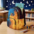 thumbnail image 4 of SEANATIVE 17 Inches Kids Backpack Cute School Bag Stylish Book Bag Back to School Essential Casual Daypack for Elementary Middle School Boys Girls, Fire Print Blue Orange, 4 of 7