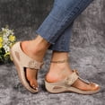 thumbnail image 6 of Beach Sandals for Woman, Xunlbb Women's Fashion Casual Summer New Style Solid Color Fish Mouth Wedge Heel Fashionable Bright Diamond Flower Line Beach Flip Flops Sandals(Beige,Size:38), 6 of 7