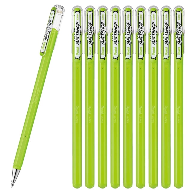 Bolígrafo Pentel Color Mate Hop Amarillo Verde Paquete de 10