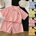 thumbnail image 3 of Tigivemen Summer Outfits Short Sleeve T Shirts 2Pcs Set for Toddler Girls Boys Lapel Cartoon Baby Clothes Blue,18-24 Months, 3 of 4
