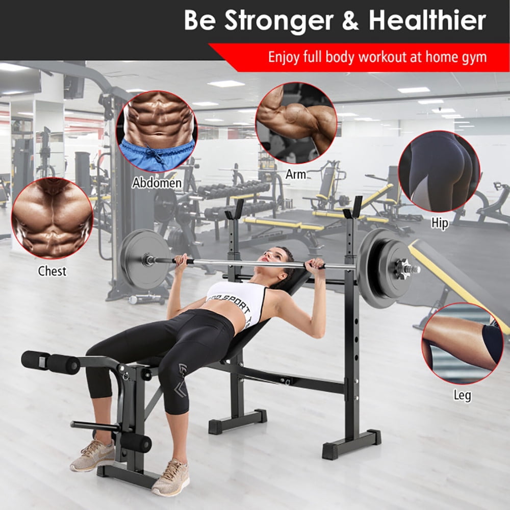 Kadyn Adjustable Weight Bench and Barbell Rack Set with Weight Plate Post