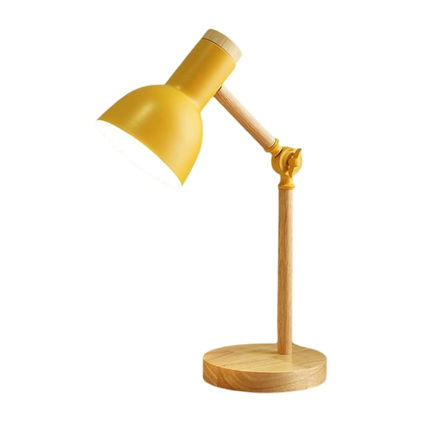 Injueey Luz de de lectura de escritorio con pantalla Lámpara de escritorio de mesita de noche ajustable para el hogar Dormitorio Sala de estar Iluminación y accesorios Amarillo Luz calida