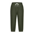 thumbnail image 5 of Women's Crop Sweatpant Capri Pants Lounge Drawstring High Elastic Waist Wide Leg Pant Cinch Sport Bottom Trousers Army Green X-Large, 5 of 5