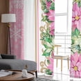 thumbnail image 6 of Pink Christmas Sheer Curtains 63 Inches Long, Poinsettia Botanical Snowflake Light Filtering Window Curtains for Living Room/Bedroom, Rod Pocket Voile Sheer Curtain Drapes, 52"W x 63"L, 2 Panels, 6 of 9