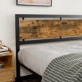 thumbnail image 3 of IKIFLY Full Size Metal Bed Frame with Wooden Headboard Footboard, Industrial Metal and Wood Platform Bed, No Box Spring Needed, Strong Steel Slats Support - Full / Rustic Brown, 3 of 7