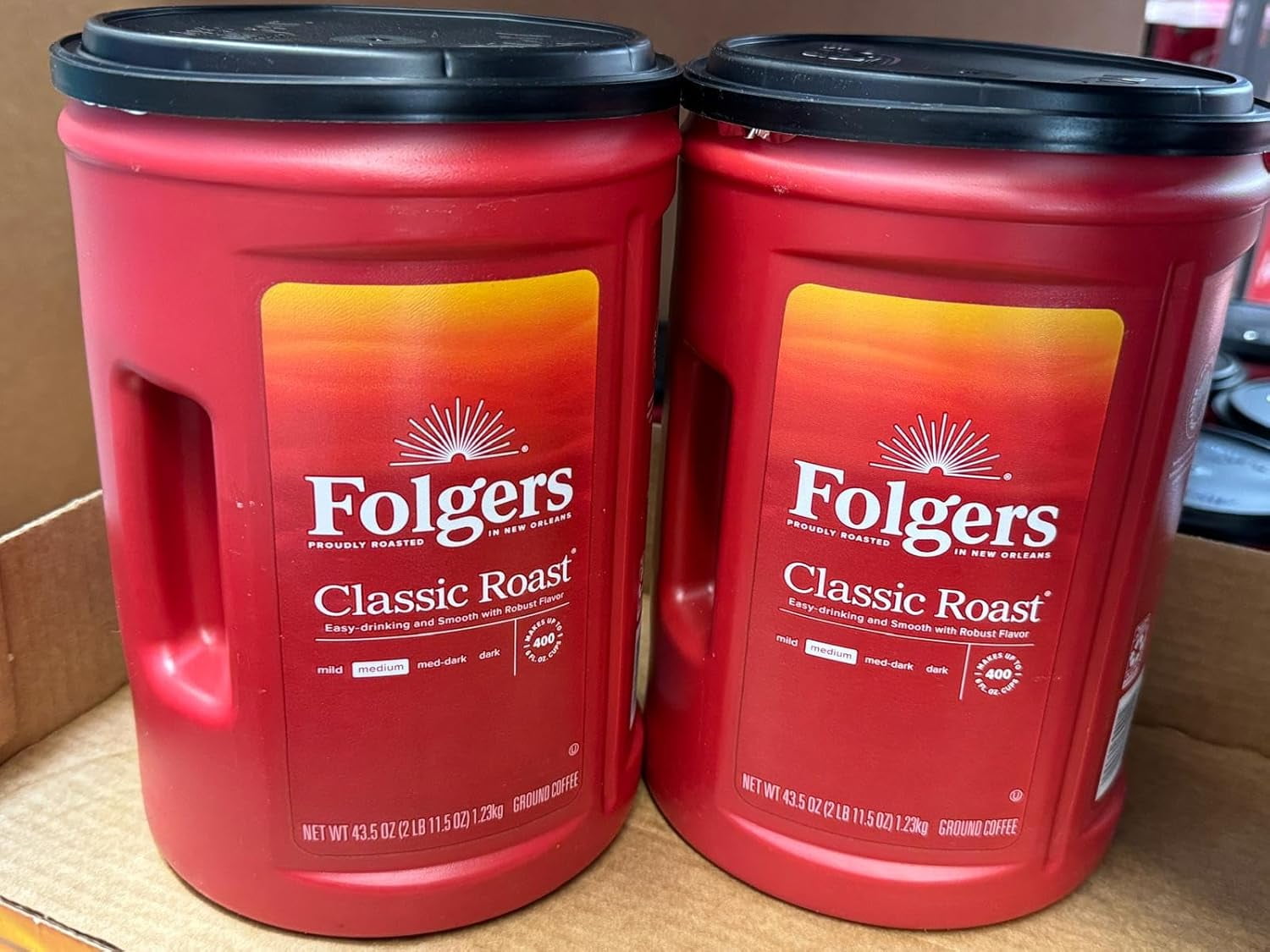 Folger Classic Roast Ground Coffee Medium Roast (2 pack) 43.5 oz.