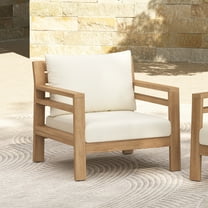 Rowena Classic Outdoor Patio Club Chair, Armchair with Solid Wood Frame and Water-Repellent Cushions, Beige