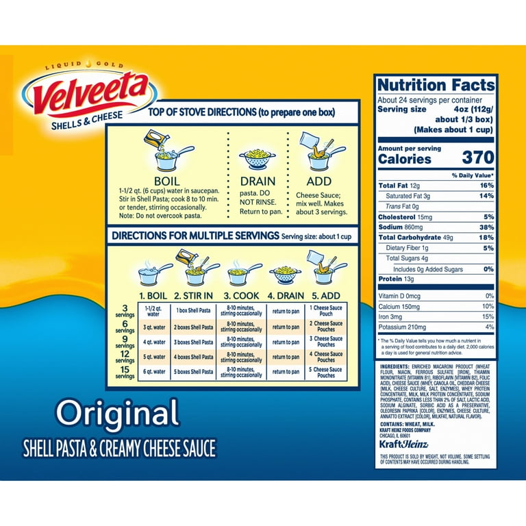 Kraft's Velveeta Original Shells and Cheese Pasta Box, Extra