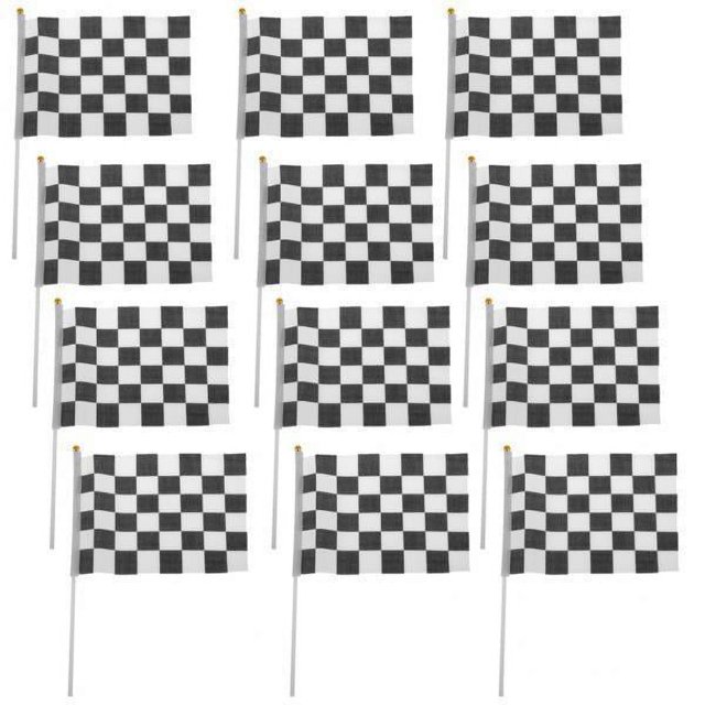 4 X 12 Piezas En Y Negro A Cuadros Fórmula Bandera Ondeante De Mano