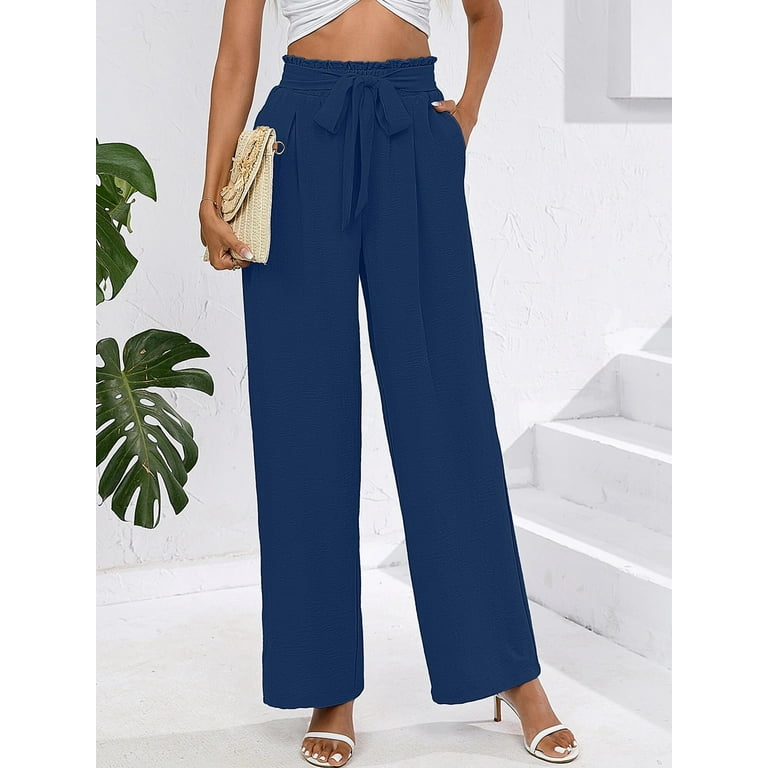Navy flowy pants sale