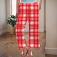 thumbnail image 2 of Byoo Little Girls Comfort Loungewear Trousers Plaid Graphic Wide Leg Straight Fit Casual Sleepwear Pants Baggy Trousers,Red, 2 of 4