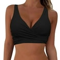 thumbnail image 2 of Swimsuits for Women Under 20$ - Black Inclusive Sizing Hontri Women Lace up Swimwear Tops Underwire Full Coverage Bikini Top Push up Swim Crop Top Tie Back Bathing Suit Tops, 2 of 5