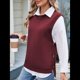 thumbnail image 5 of Suéteres de Punto para Mujer, Cuello Redondo, Lazo, Color Liso, Botones y Abertura Lateral, 2025 Vino Tinto XL, 5 of 9