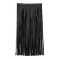 thumbnail image 5 of DPOIS Women's Tassels Leather Skirt Summer Fashion Adjusted PU Long Fringe Belts Long Black Large, 5 of 7