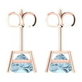 thumbnail image 4 of 4 ct Push-Back Stud Earrings for Women | 7.0mm Princess Cut Simulated Blue Diamond | 14K Rose Gold, 4 of 5