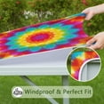 thumbnail image 6 of Colorful Tie Dye Mandala Pattern Square Fitted Tablecloth with Elastic Edge,Square Table Cover,Washable Elastic Table Cover for Home Kitchen Party Decor 34"x34", 6 of 6