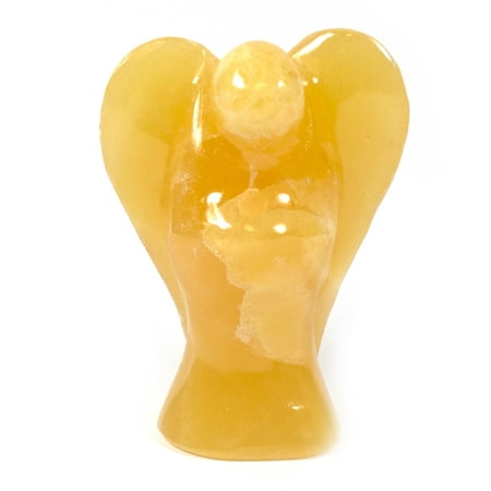 Stone Carved Fish - Radiant Orange Stone Angel Figure, 4.5