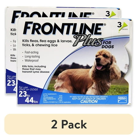 (2 pack) Frontline Plus for Medium Dogs, 23-44 lbs, Flea & Tick Control, 3 Ct.