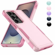 For Samsung Galaxy S25 Plus Case, Njjex Shockproof Heavy Duty Rugged Dual Layer Cover with Military Grade Protection, Non-Slip Textured Bumper - Rose Pink