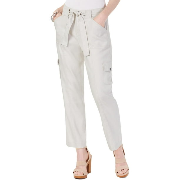 INC Womens Solid Ankle Cargo Pants Beige 8