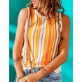 thumbnail image 4 of Suéter de punto para mujer, chaleco, bloque de Color a rayas, dobladillo ondulado, cuello redondo, sin mangas, jersey de punto, camiseta sin mangas para el hogar, oficina diaria, 4 of 7