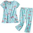 thumbnail image 1 of HAHDAXIA Womens Pajama Set Cotton Capri Pant Pyjama Short Sleeve Sleepwear Summer Pjs, 1 of 6