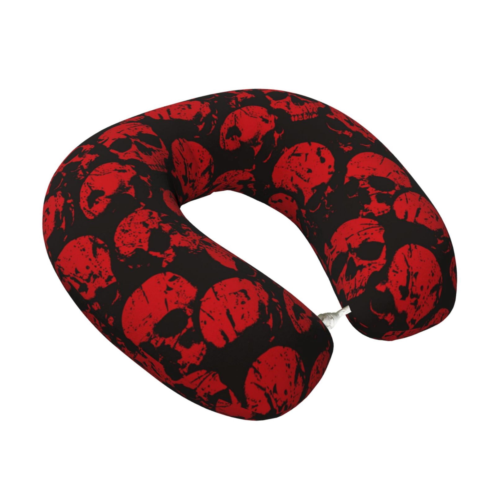 Xecao Red Skulls Print Memory Foam Cervical Neck Pillow Versatile U-Shaped Pillows for Home,Office,Camping,Travelling,Soft Washable Cover