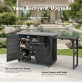 thumbnail image 4 of 78.3" Outdoor Kitchen Island with Foldable Grill Table, Wooden Outdoor Grill Cart with Trash Can Storage & Stainless Steel Top, Outdoor Bar Cart, Pizza Oven Table for Lawn & Garden, Black, 4 of 6